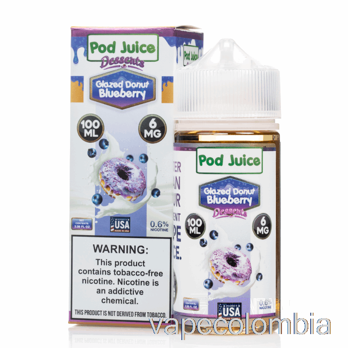 Vape Kit Completo Donut Glaseado De Arándanos - Jugo De Vaina - 100ml 0mg